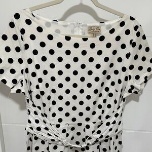 Plus Size Pinup Lindy Bop White and Black Polka Dot Dress
